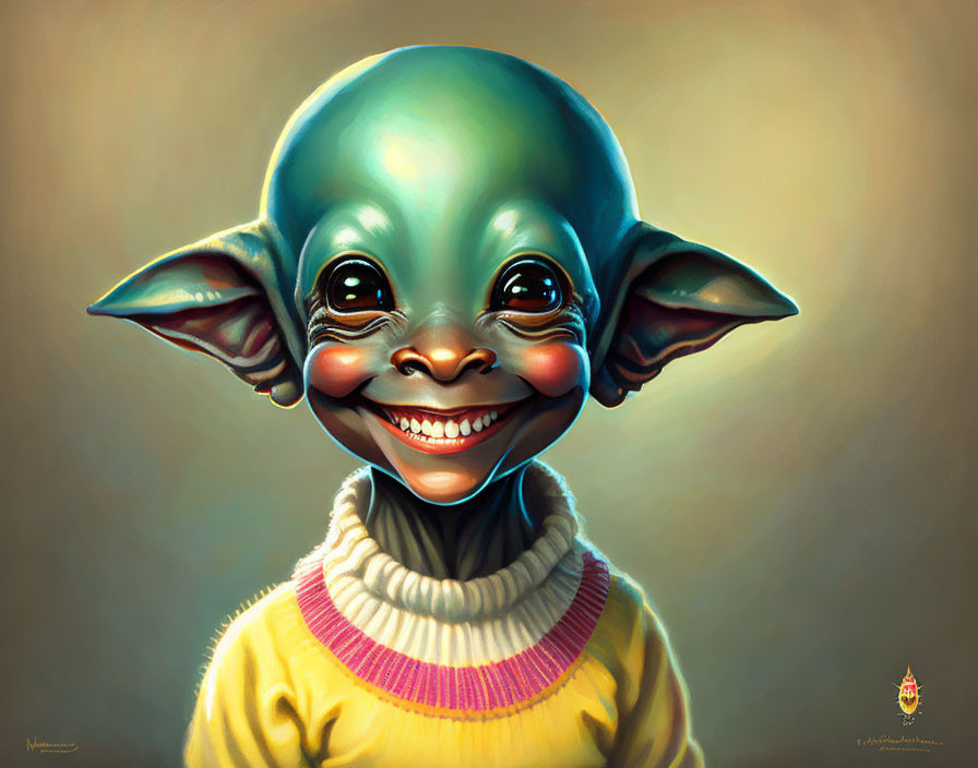Little Green Kid alien Very Good portrait AJJones