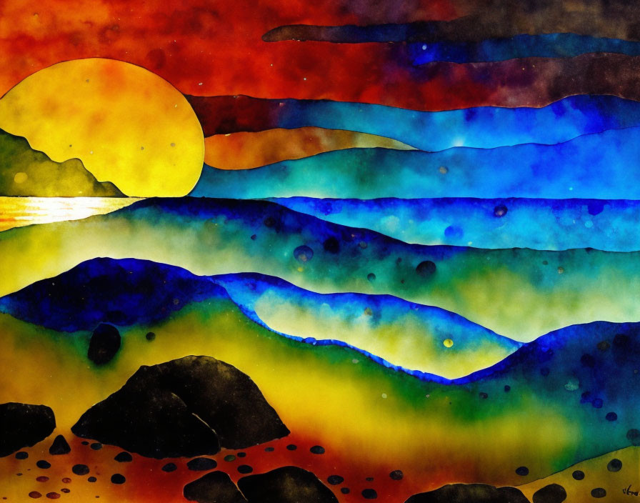Sun Stone Sea VerY GooD abstract landscape