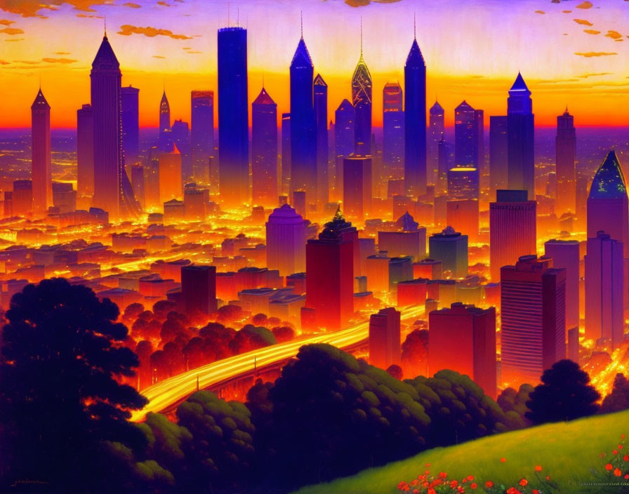 Atlanta GA Skyline 1 VerY GooD Fluorescent