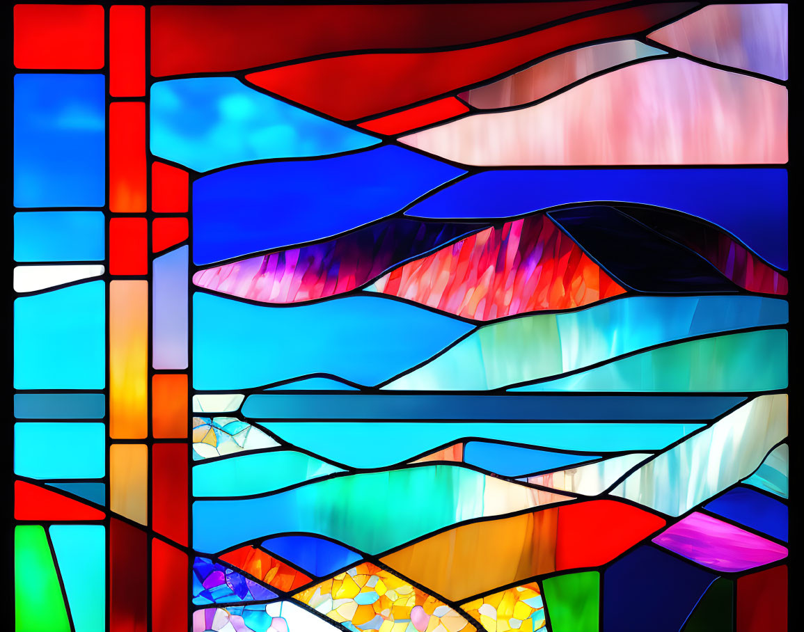 Stained Glass Seascape Abstract VerYgooD landscape