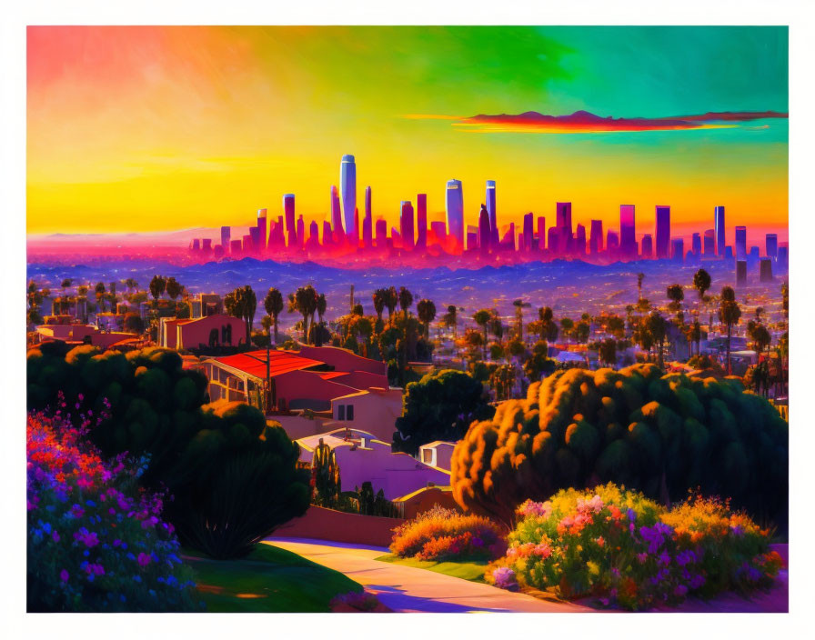 Los Angeles Skyline Sunrise VerY gooD AJ Jones
