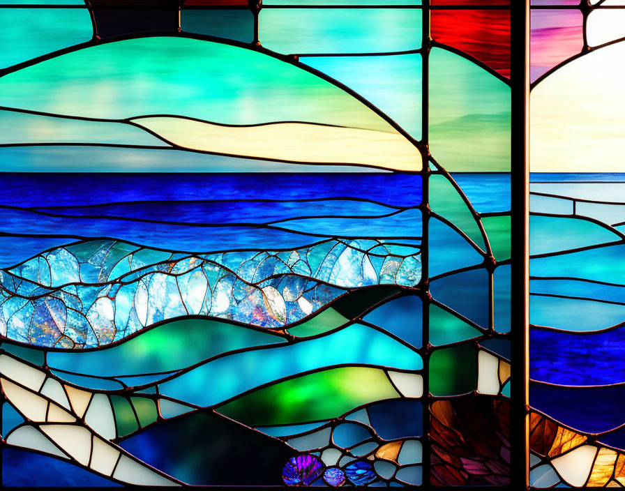 Stained Glass Seascape VerY gooD landscape