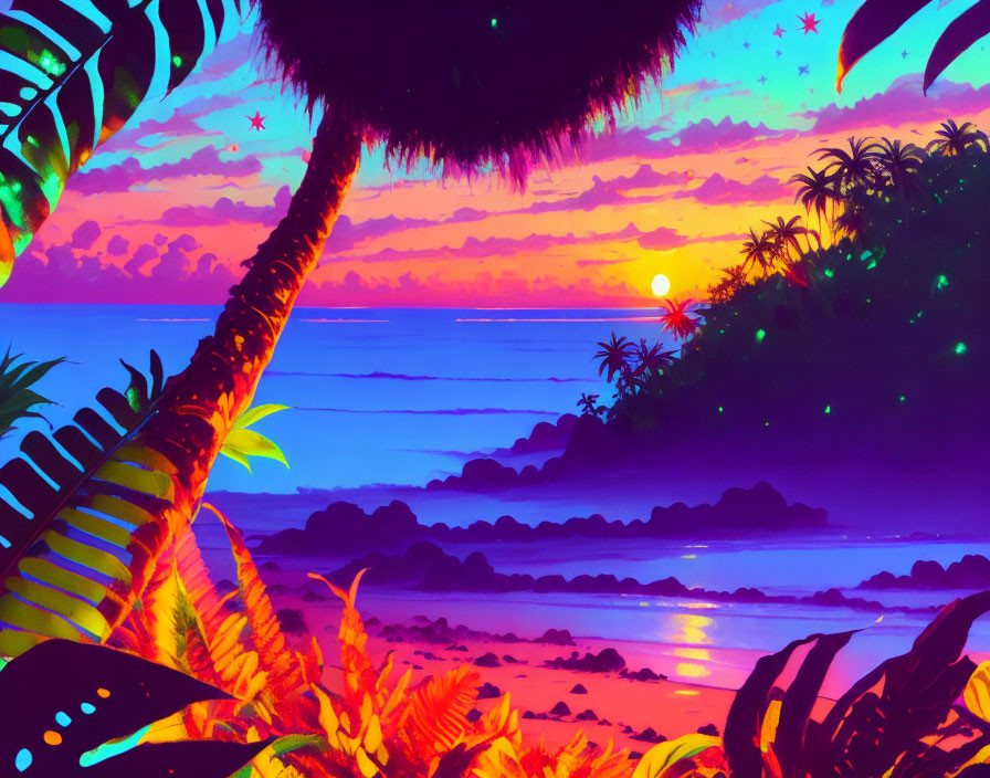 Colorful Tropical Beach Sunset Very Good landscape