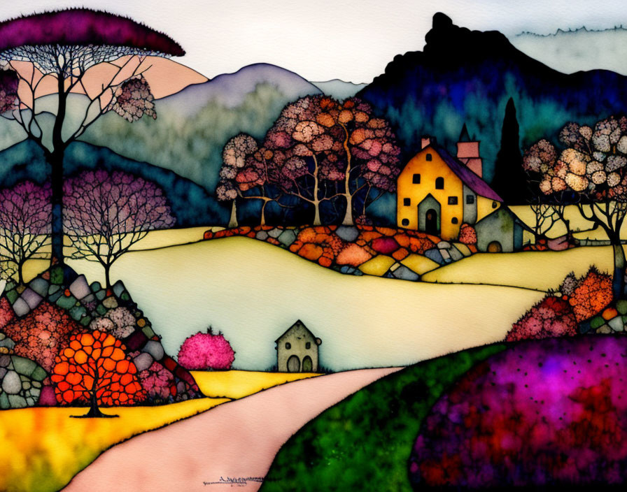 Autumn Landscape Very Best Watercolor Rackham Klee