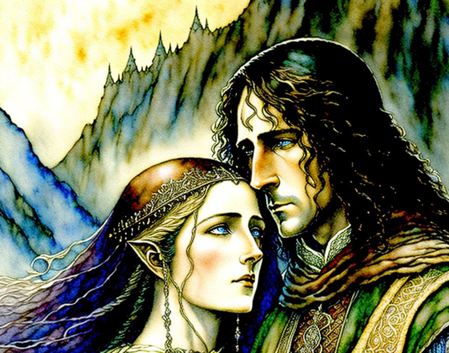 Eowyn and Faramir by Edmund DULAC Very GOOD