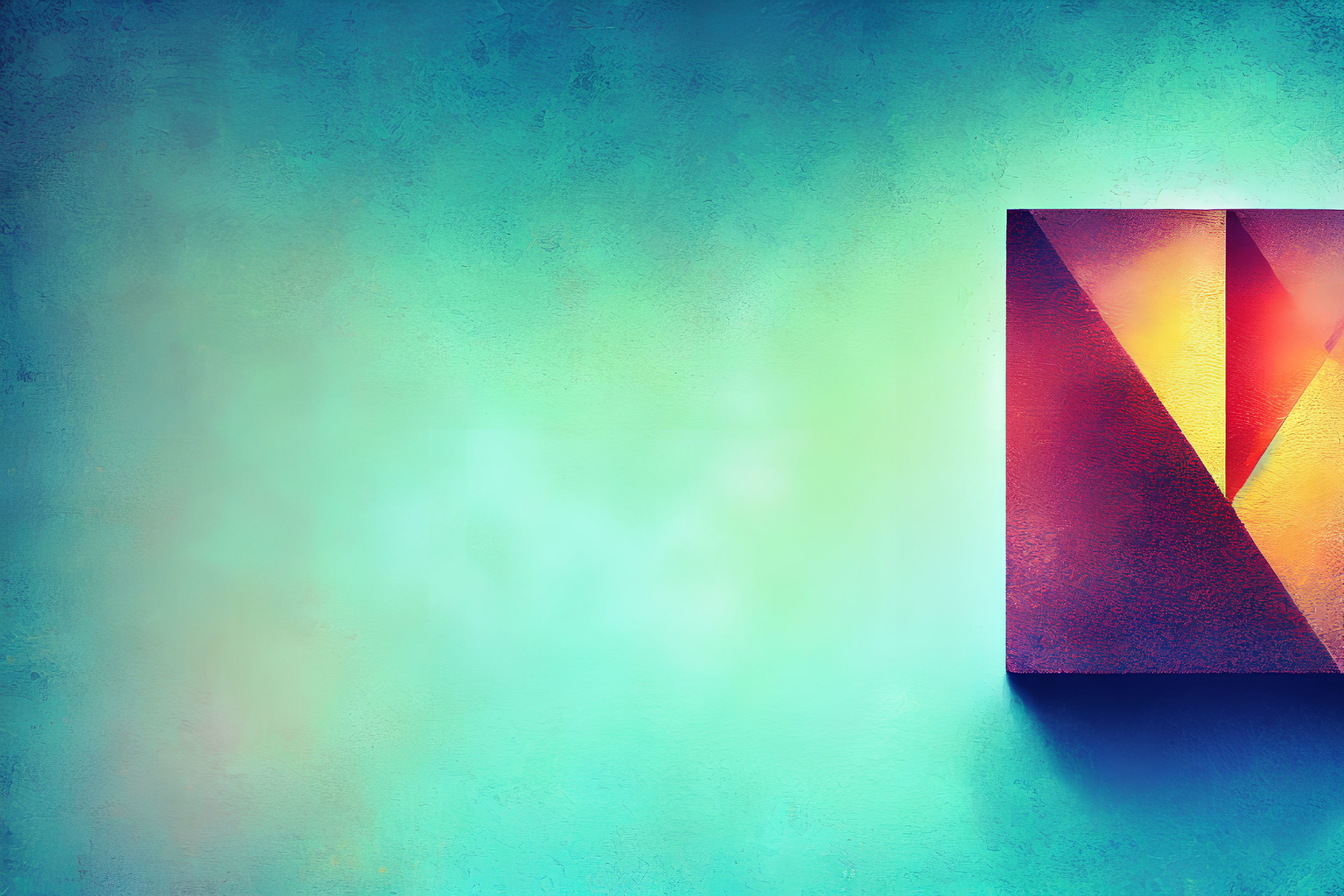 Blue Gradient Abstract Background with Geometric Cube and Warm Light