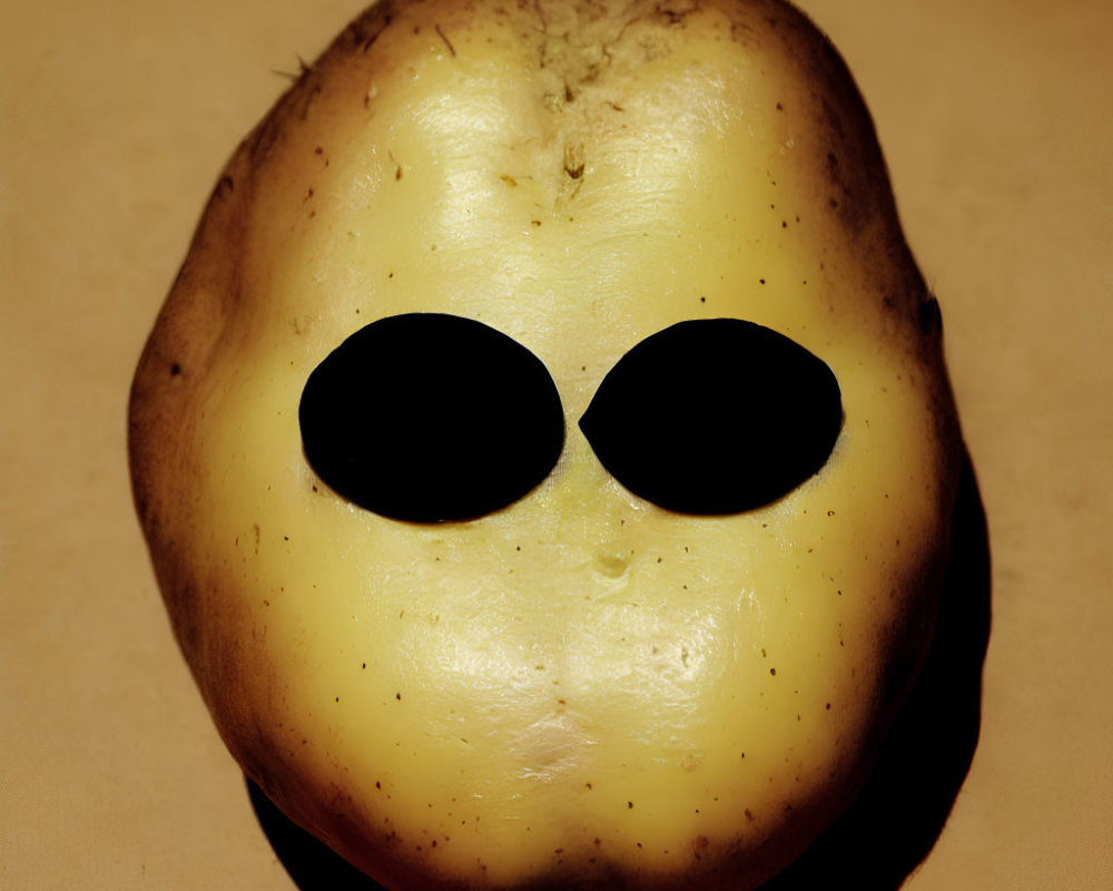 Potato with Two Dark Holes Resembling Eyes