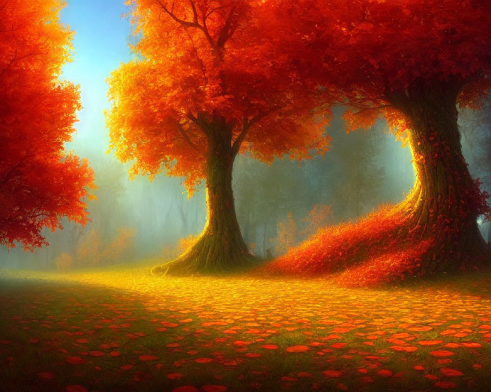Tranquil Autumn Landscape with Vibrant Foliage