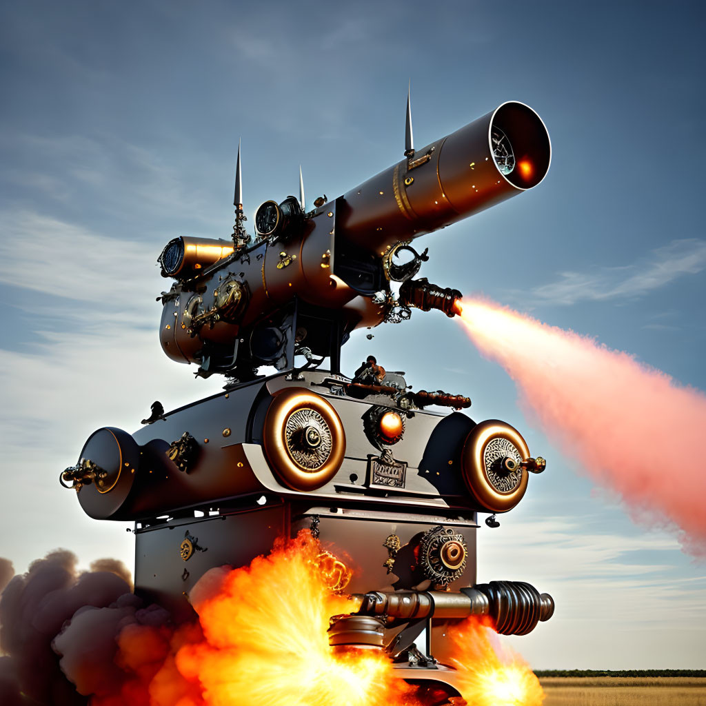 Anti-aircraft artillery firing