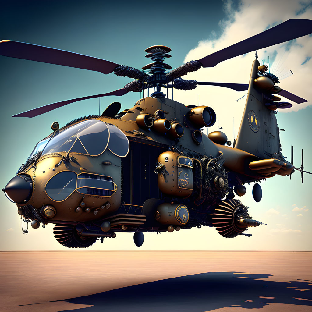 Steampunk Military Helicopter
