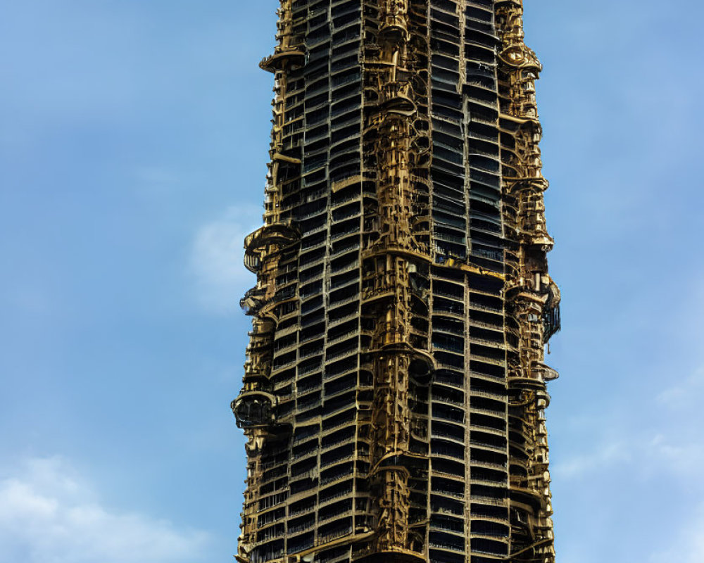 Close-up View of Large Skyscraper Under Construction against Blue Sky