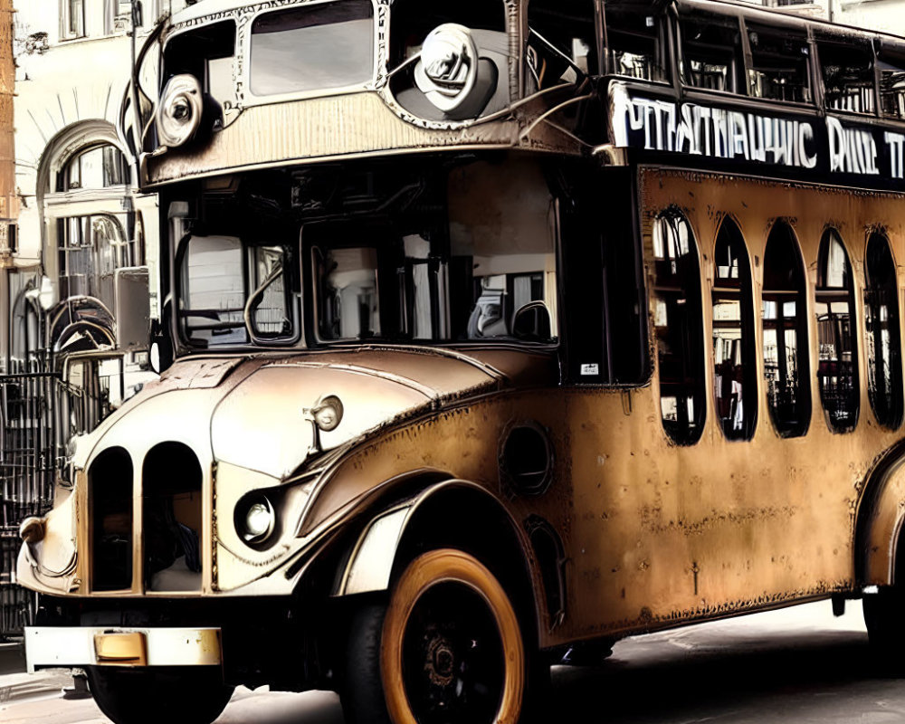 Classic Vintage Style Bus with Rounded Front End and Two-Tiered Structure