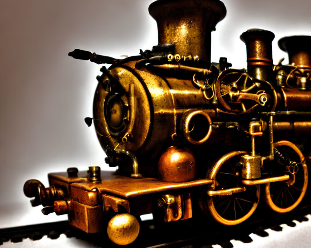 Detailed Vintage Toy Steam Locomotive on Tracks