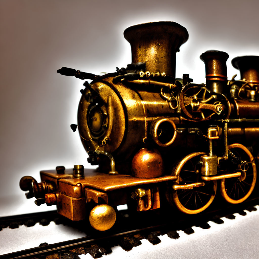 Detailed Vintage Toy Steam Locomotive on Tracks