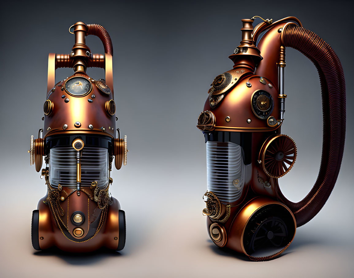 Steampunk-style Backpacks with Metallic Finishes and Gear Designs