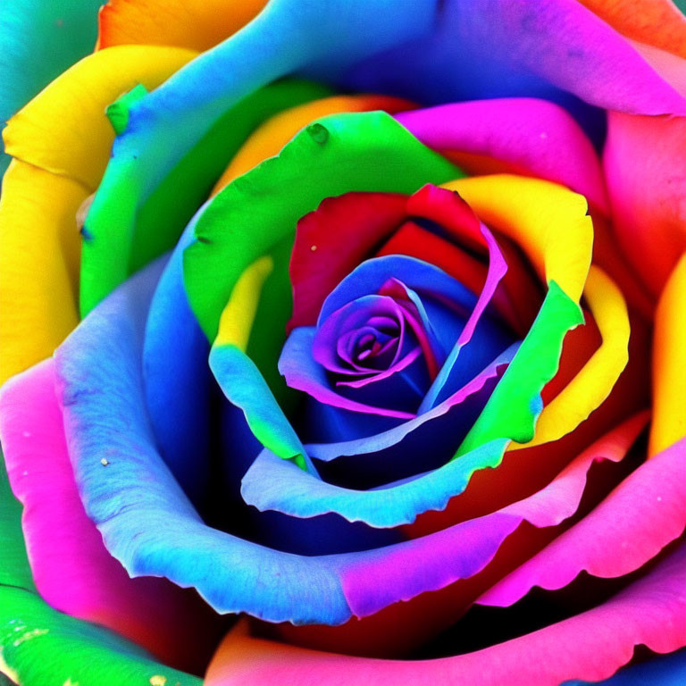 Multicolored rose with rainbow gradient petals.