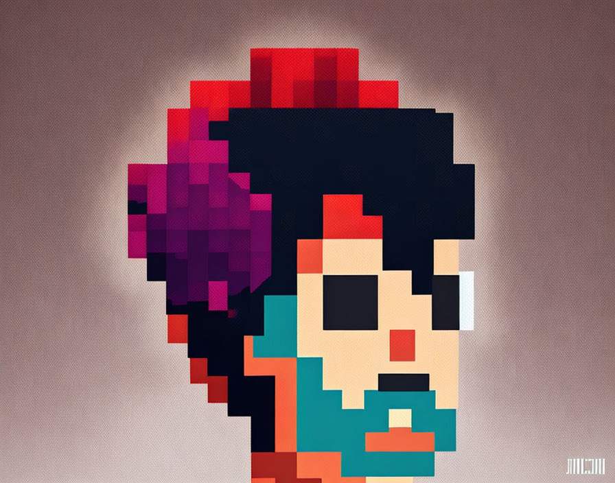 Stylish Pixel Art Portrait with Beard and Textured Background