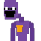 Purple Bear-Like Pixelated Character with Angry Eyes in Simplistic Style