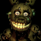 Sinister animatronic bear with glowing eyes and sharp teeth