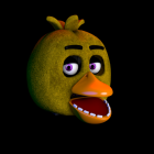 Cartoonish 3D render of yellow character with orange nose and colorful features