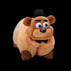 Cartoonish sheriff bear plush toy on black background