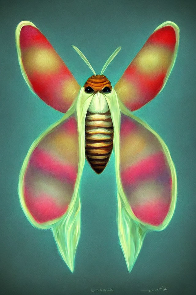 Colorful Stylized Moth Illustration with Translucent Wings