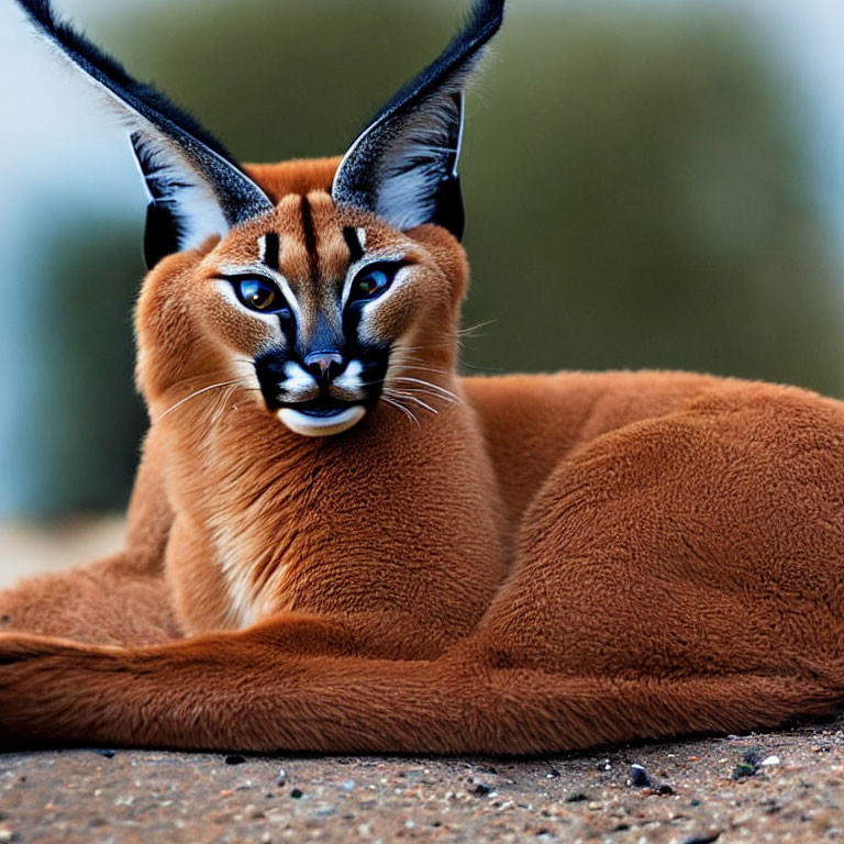 Close-up of Caracal with Pointed Ears and Brown Fur