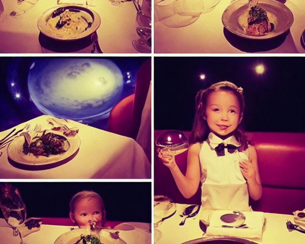 Elegant Dining Setup and Dishes with Smiling Girl in Fancy Environment