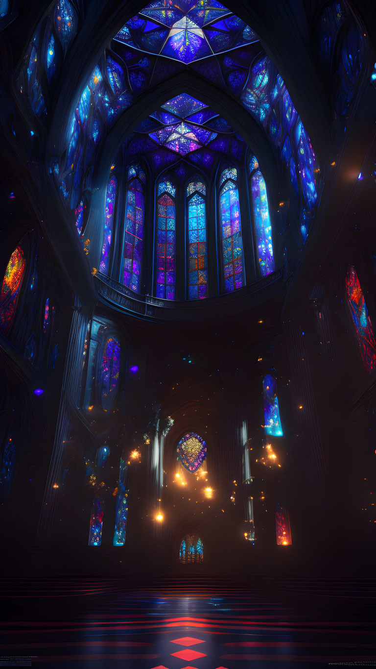 Stained Glass Illumination in Cathedral