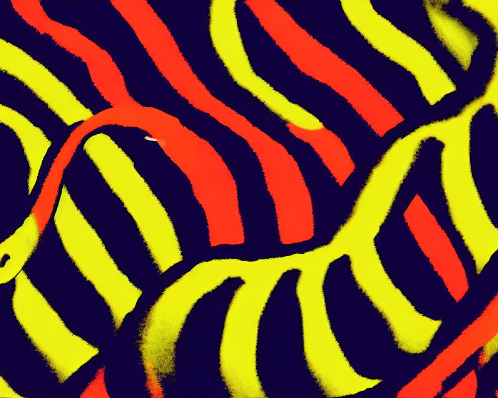 Dynamic Red and Yellow Wavy Lines on Black Background