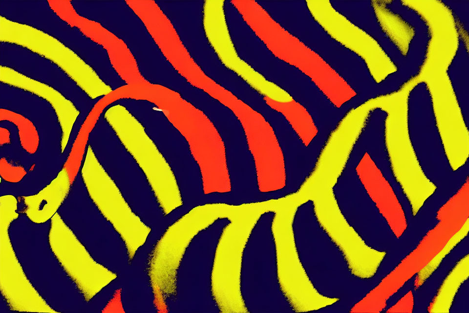 Dynamic Red and Yellow Wavy Lines on Black Background