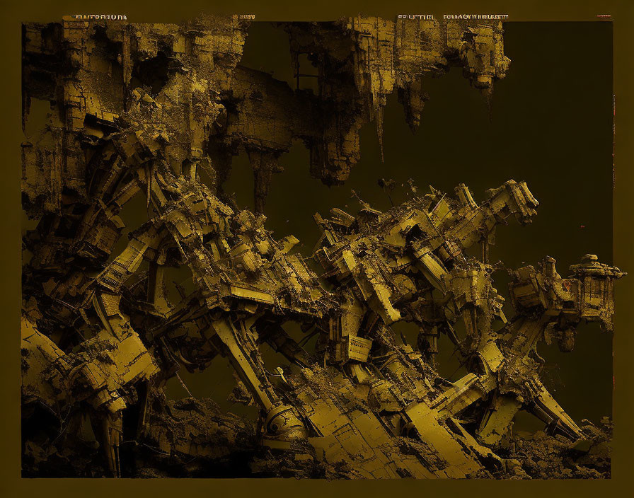 Abstract Dystopian Image of Decay in Brown and Gold