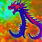 Colorful Blue Dragon Art Against Starry Background