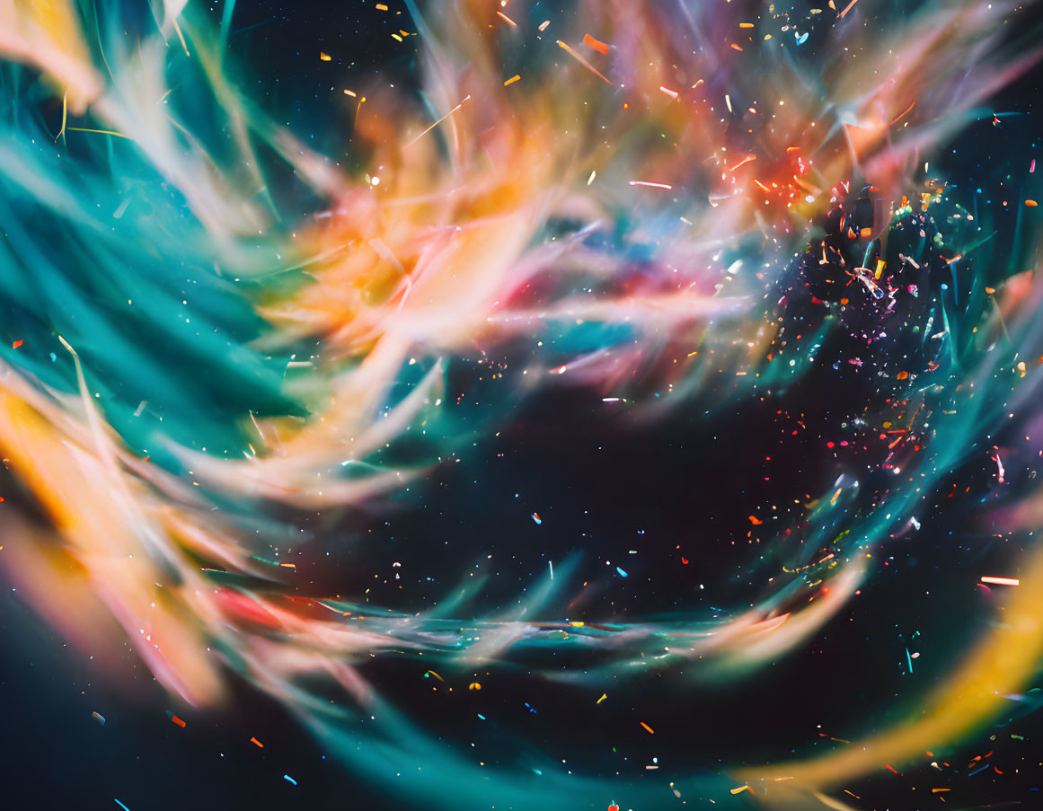 Colorful Swirl on Dark Background: Cosmic Nebula Inspiration