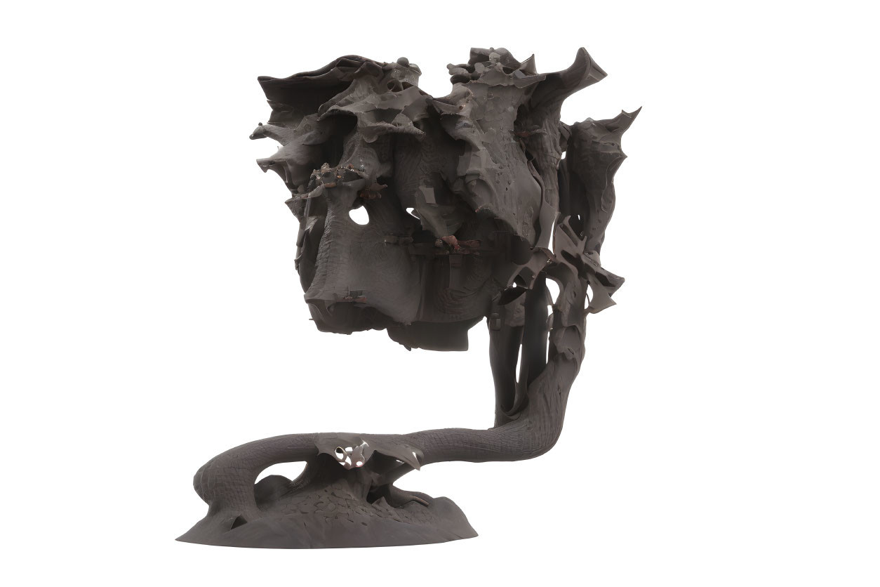 Abstract Black Sculpture Resembling Tree or Organic Form