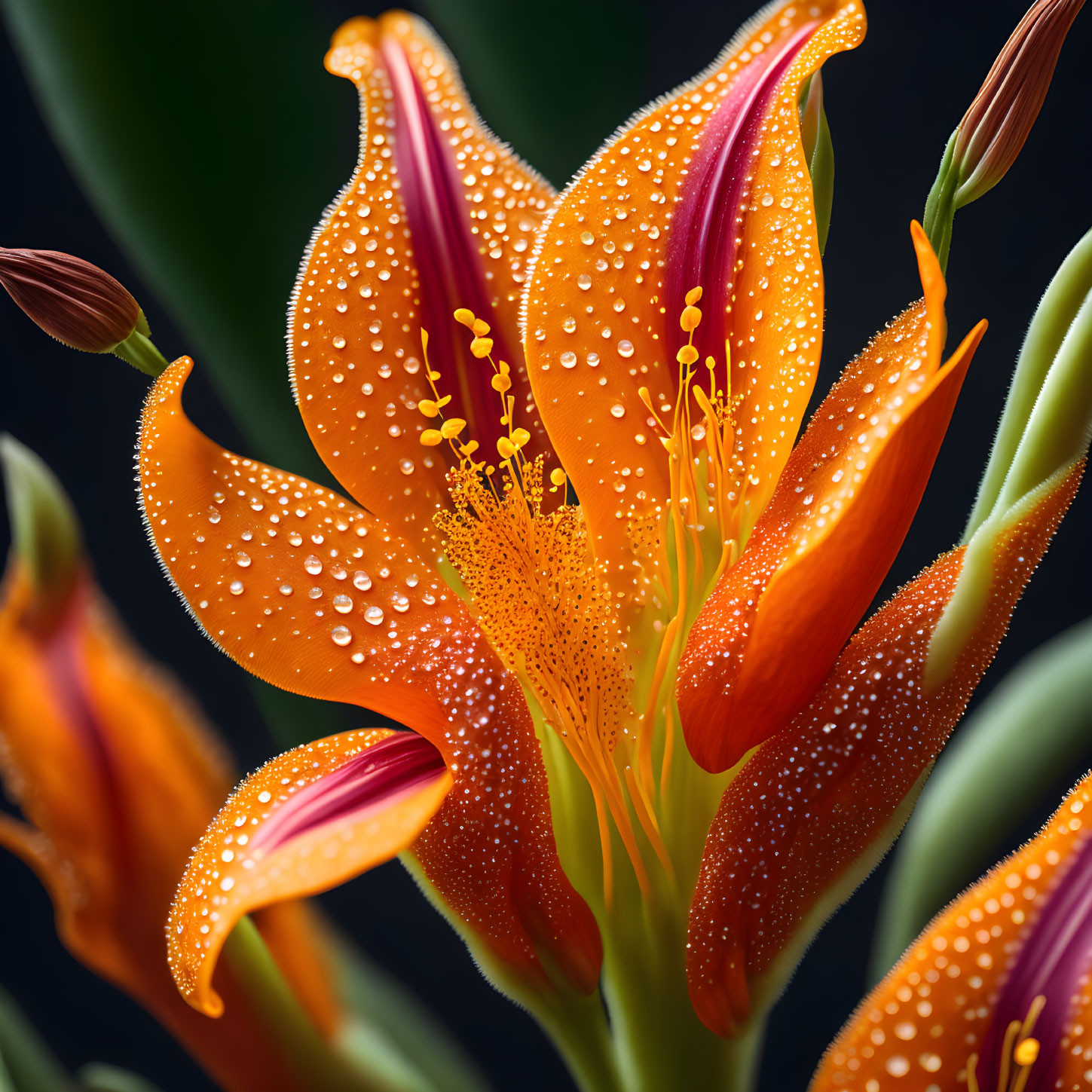 Macro on Orange Tiger Lily Flower