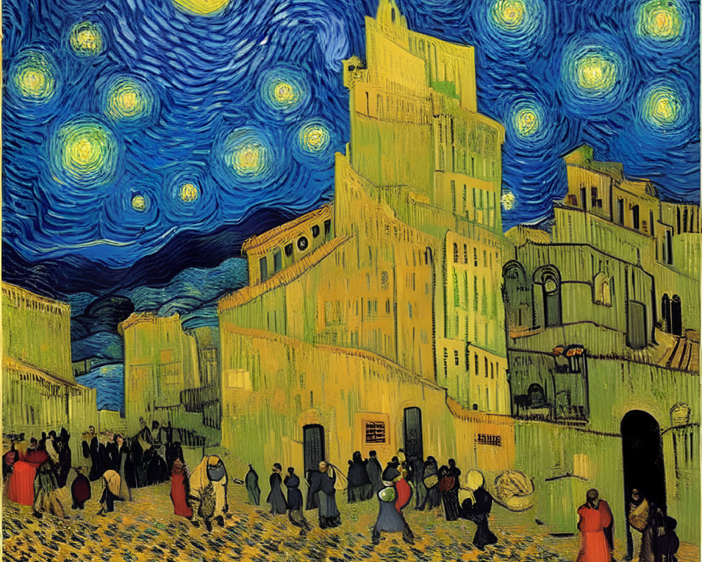 Interpretation of "Starry Night" in historical town square