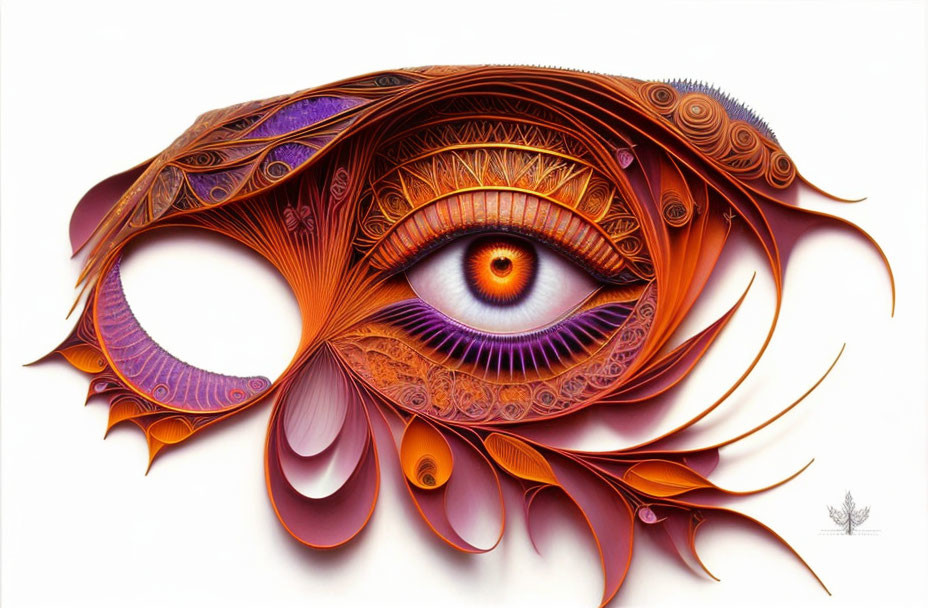Intricate Quilled Paper Art: Stylized Eye with Organic Patterns