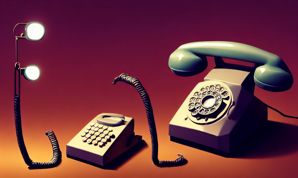 Vintage Telephone Artwork with Dial & Buttons in Stylized Design