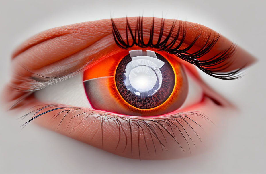 Detailed Human Eye with Long Eyelashes and Vibrant Iris