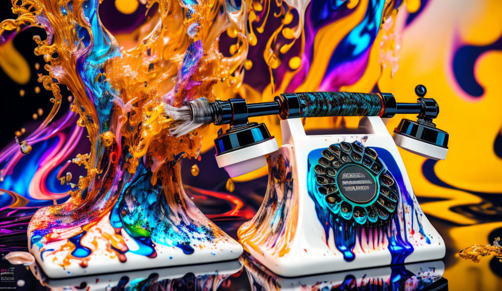 Colorful Paint Explosion Behind Luxurious Shaving Kit on Stand