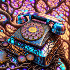 Vintage Telephone with Intricate Patterns in Tree-like Branches