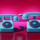 Vintage Pink and Blue Rotary Telephones on Gradient Background