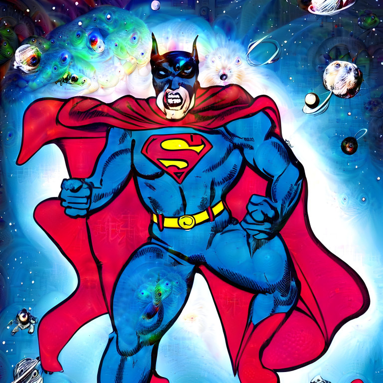 Superman (mostly) in space after some Lucy...