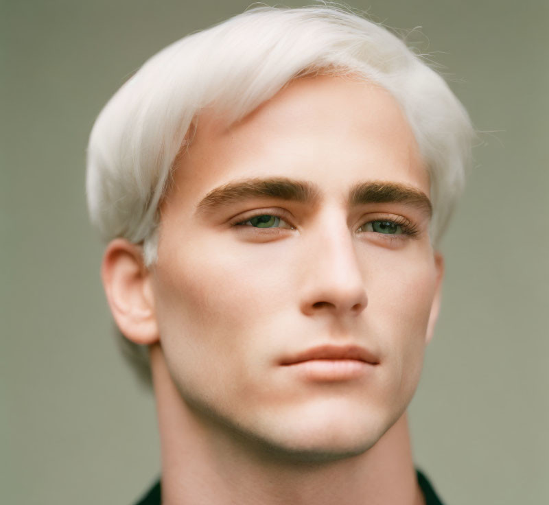 Portrait of a Person with Platinum Blonde Hair and Intense Gaze