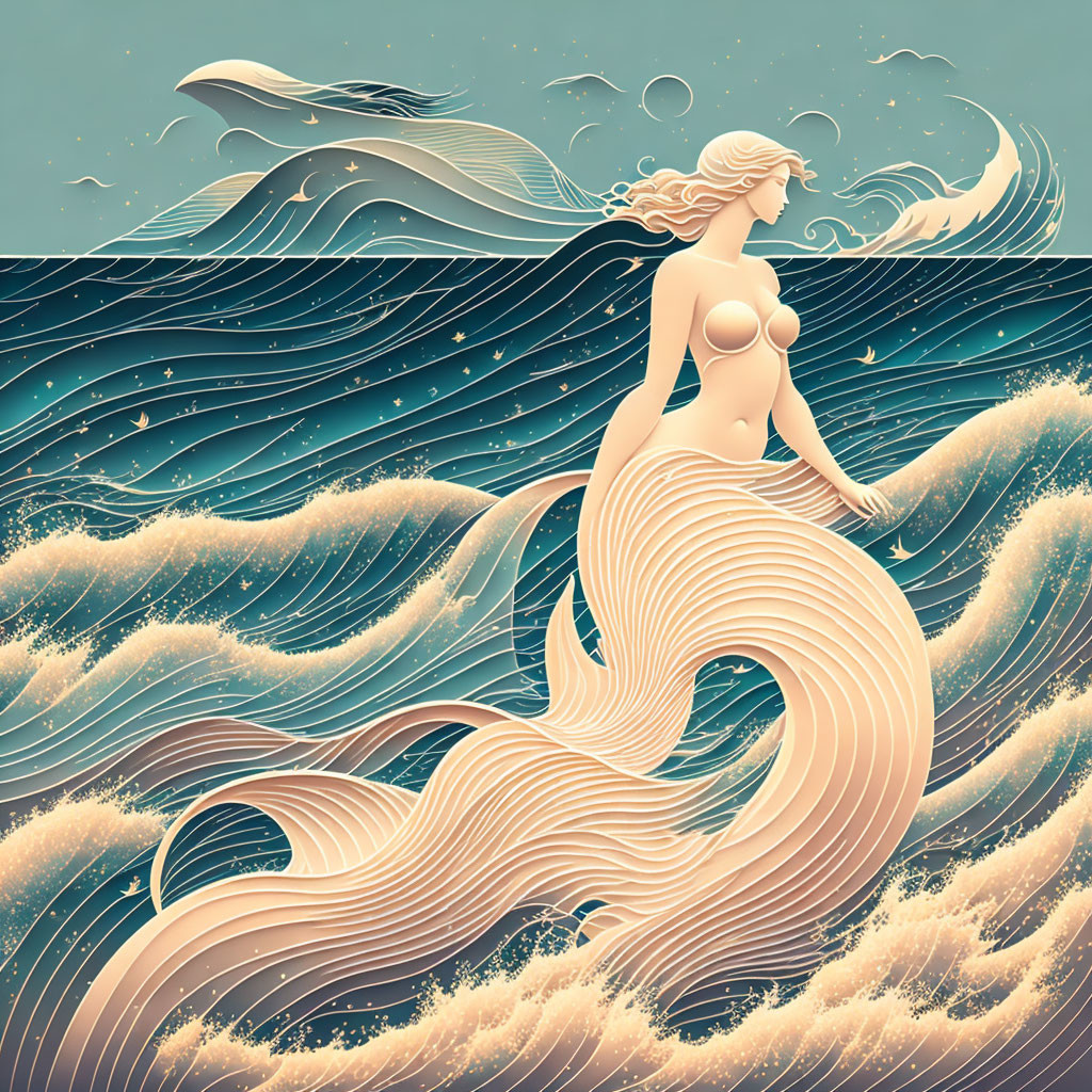 A mermaid on the seashore