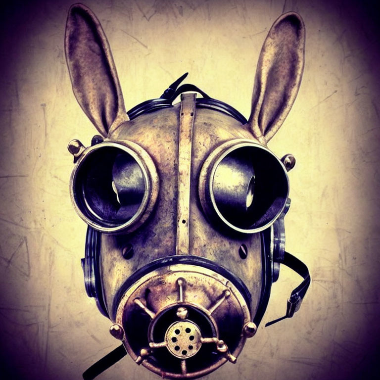 Metallic Donkey Ears Steampunk Mask with Round Goggles