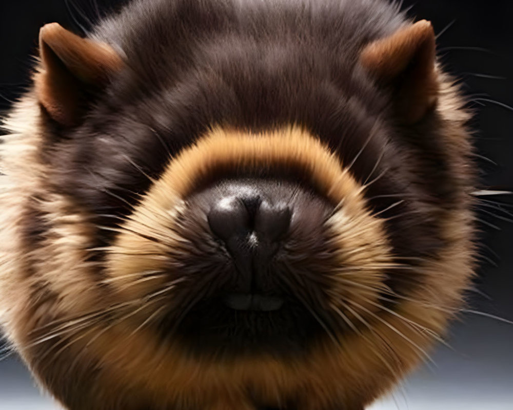 Brown creature with bear-like face and fluffy fur close-up.