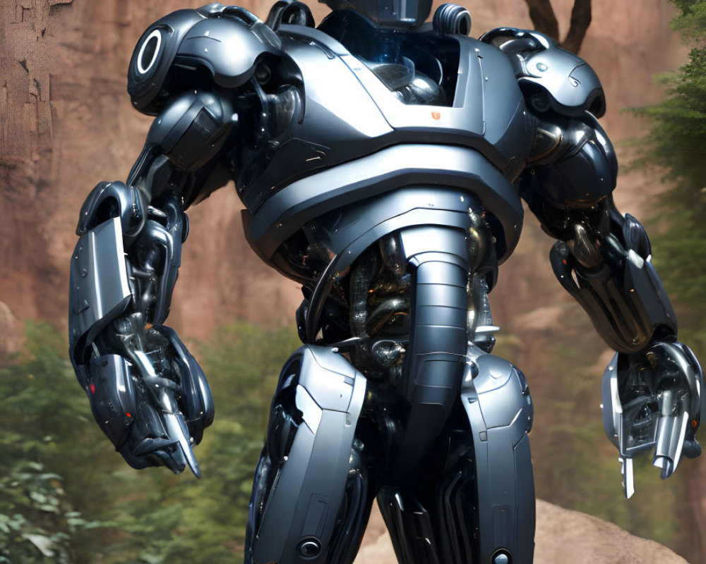 Detailed humanoid robot with sleek metallic design and advanced articulation.