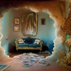 Golden Sofa in Enchanting Cave with Flowing Wax Walls